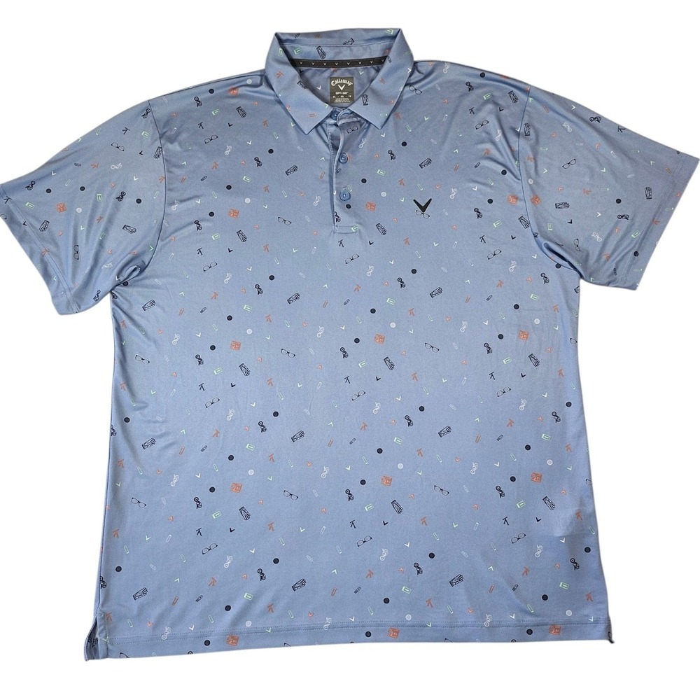 Callaway Golf Polo Mens XL Opti Dri Blue Graphic‎ Golf Glove Ball Clock Print